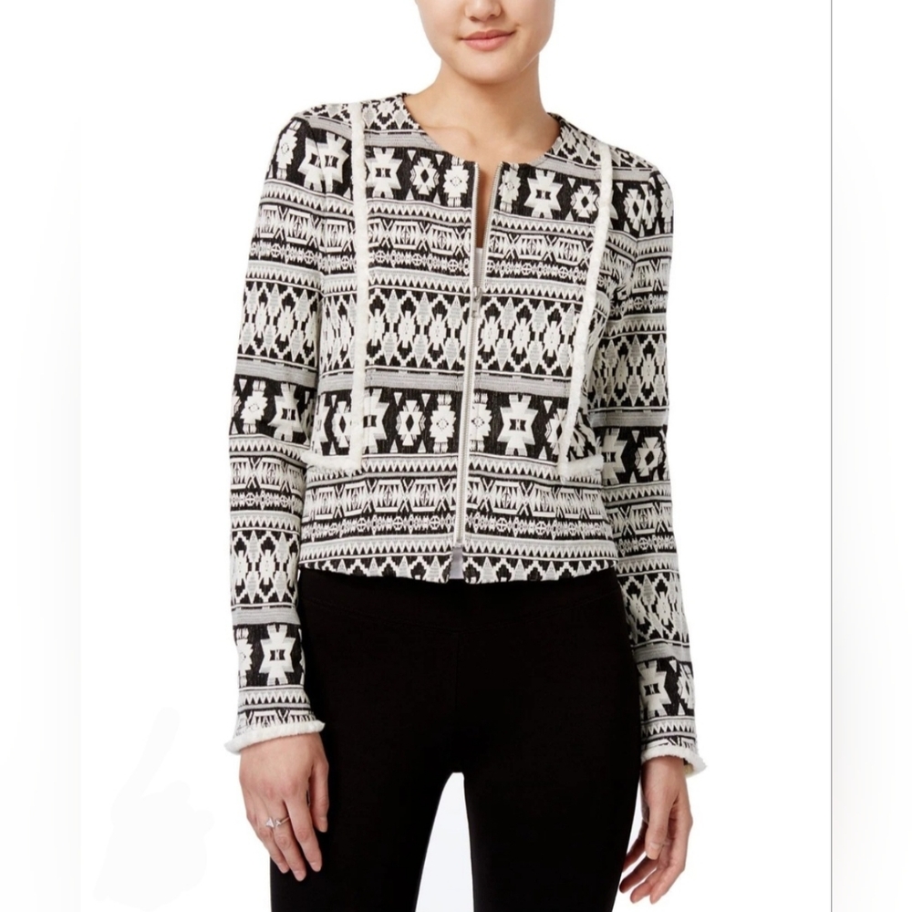 Bar III Aztec Print Zip Front Jacket